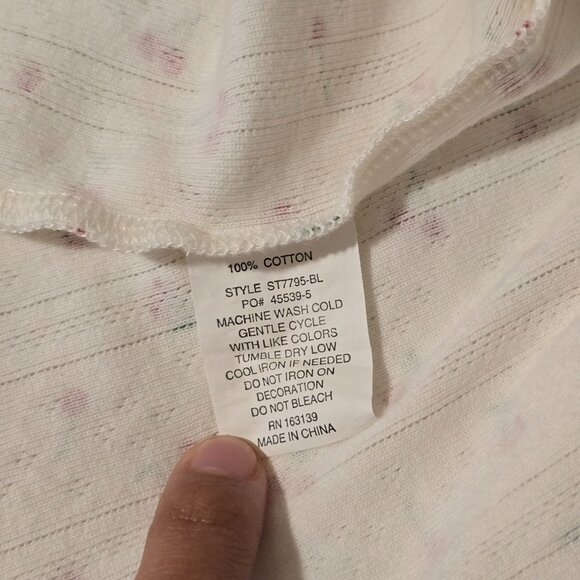 Haley & June White Cherry Ribbed Lettuce Edge Crop Top Shirt Size Small Baby Tee - Picture 6 of 6